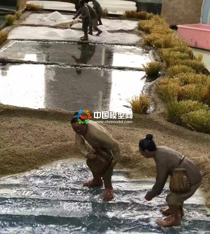 古法制鹽微縮場(chǎng)景沙盤模型