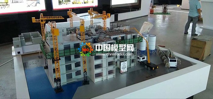 剪刀墻結構吊裝模型，PC構建生產線模型  