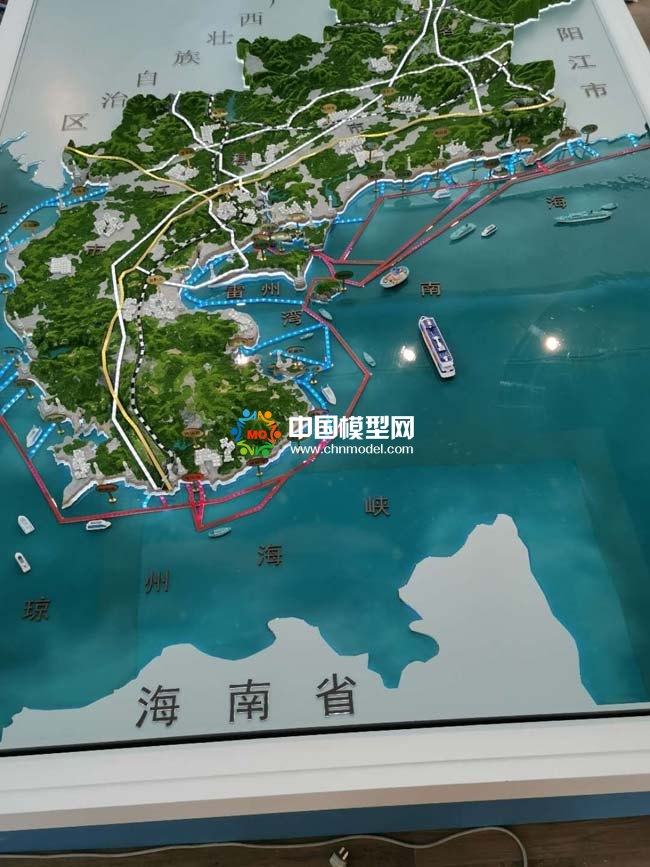 粵西航道示意沙盤模型