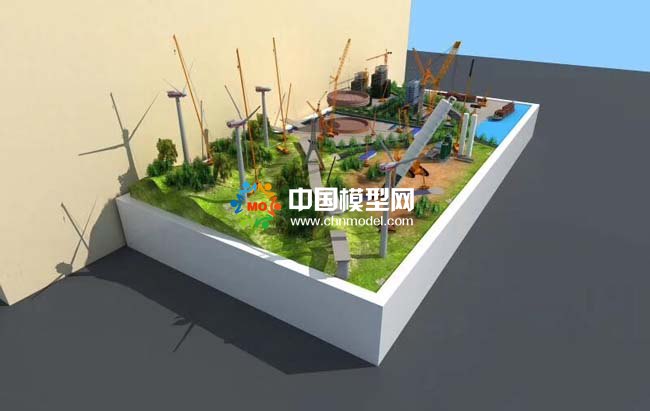 吊車起重機施工場景沙盤模型效果圖