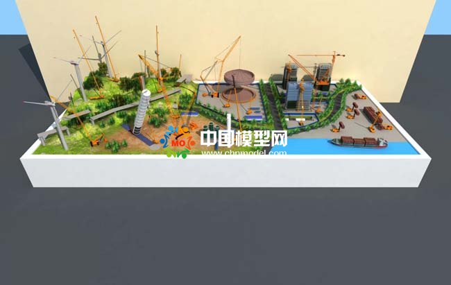 吊車起重機施工場景沙盤模型效果圖