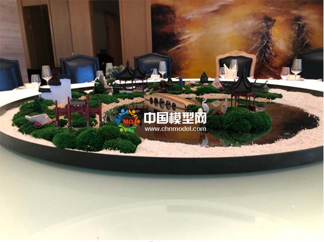 酒店餐桌轉(zhuǎn)盤景觀裝飾擺件沙盤模型