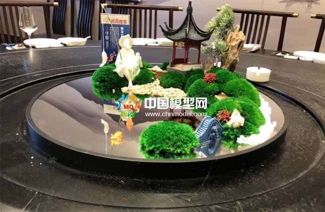 酒店餐桌轉(zhuǎn)盤景觀裝飾擺件沙盤模型